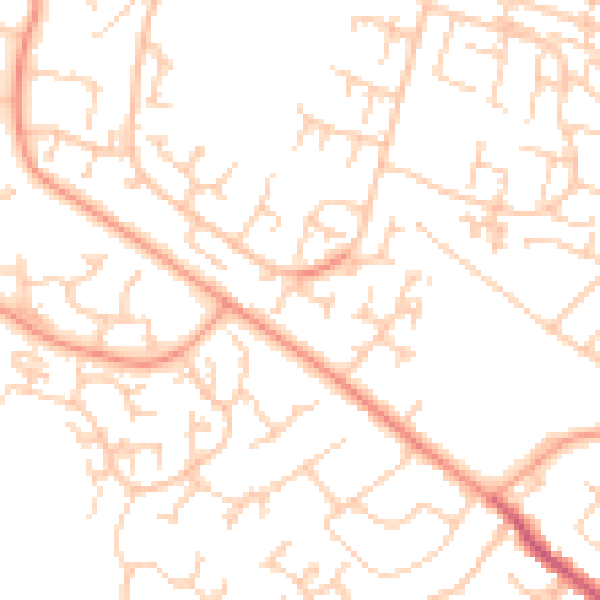 Daytime road noise heatmap for SO40 2UJ