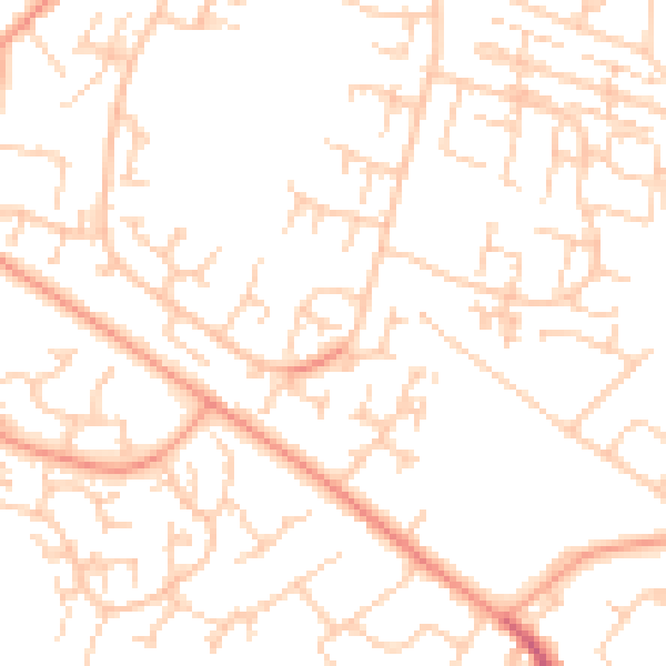 Daytime road noise heatmap for SO40 2UU