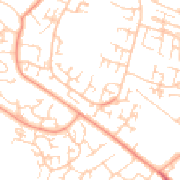 Daytime road noise heatmap for SO40 2UW