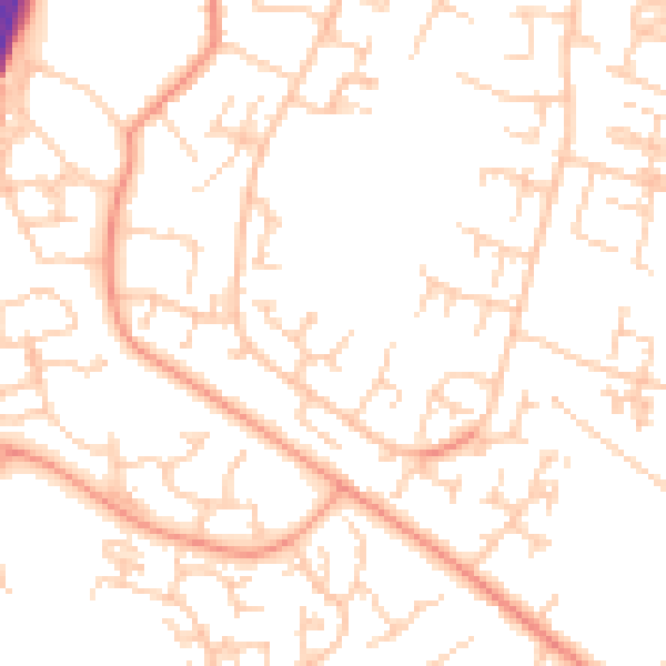 Daytime road noise heatmap for SO40 2UZ