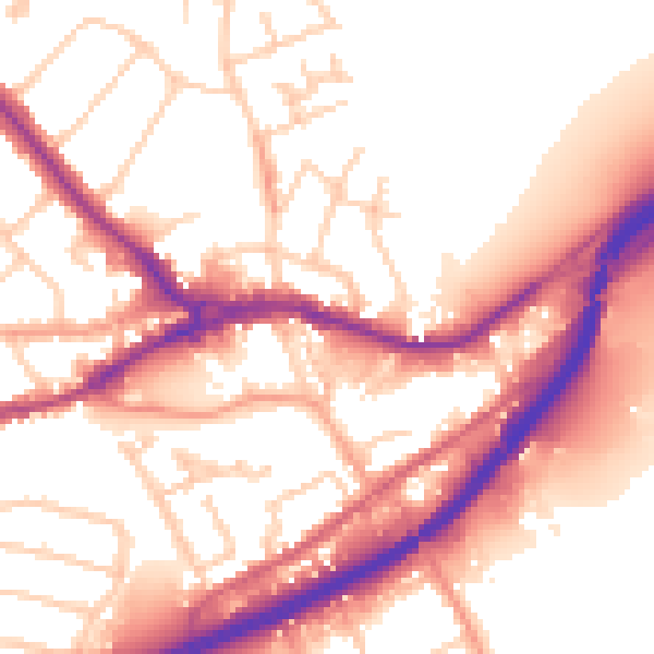 Daytime road noise heatmap for SO40 3AG