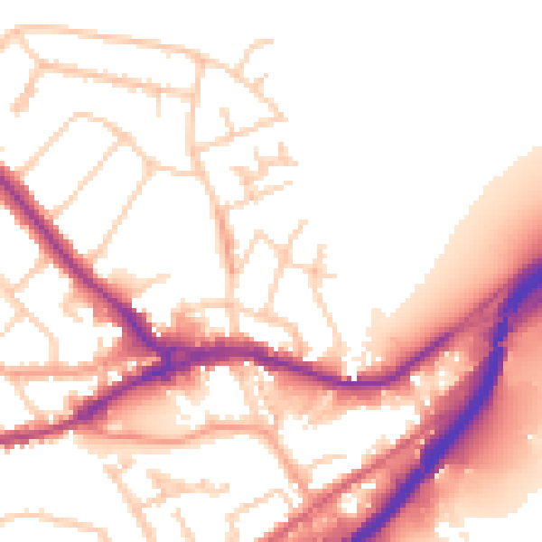 Daytime road noise heatmap for SO40 3AS