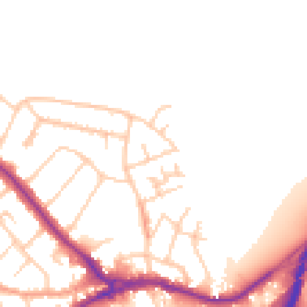 Daytime road noise heatmap for SO40 3BJ
