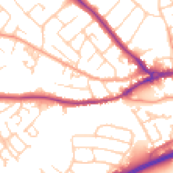 Daytime road noise heatmap for SO40 3DU