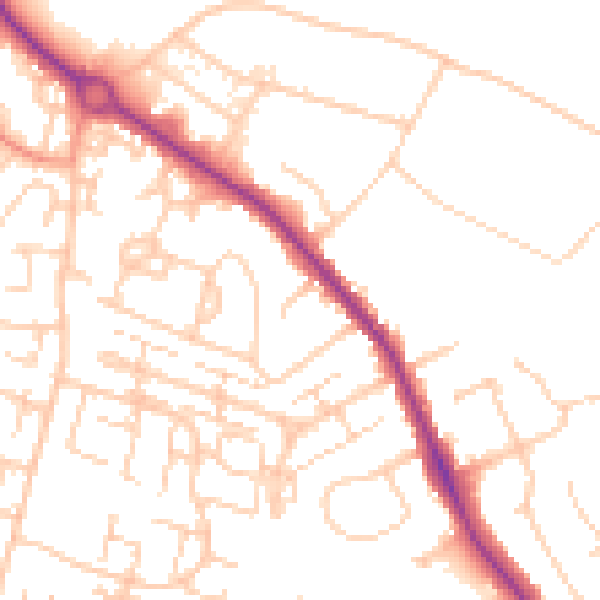 Daytime road noise heatmap for SO40 3GL