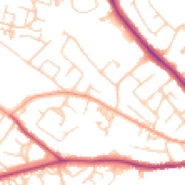 Daytime road noise heatmap for SO40 3GY