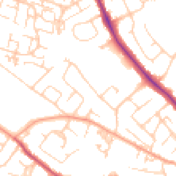 Daytime road noise heatmap for SO40 3HE