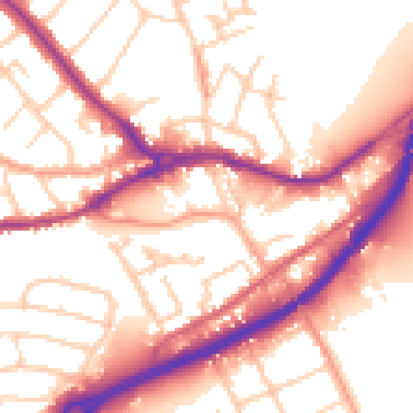 Daytime road noise heatmap for SO40 3HQ