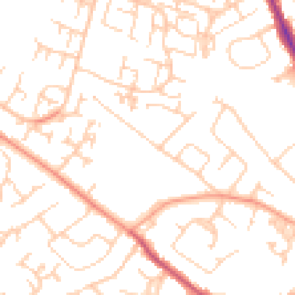 Daytime road noise heatmap for SO40 3HU