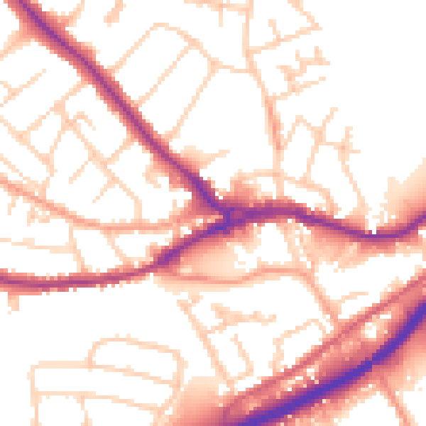 Daytime road noise heatmap for SO40 3HW