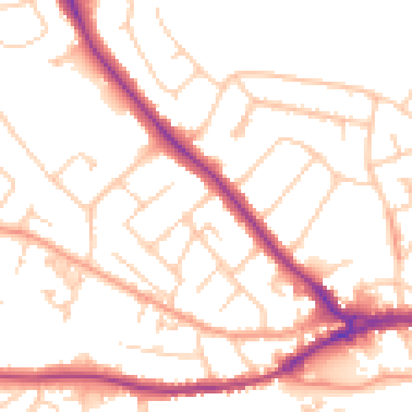 Daytime road noise heatmap for SO40 3JR