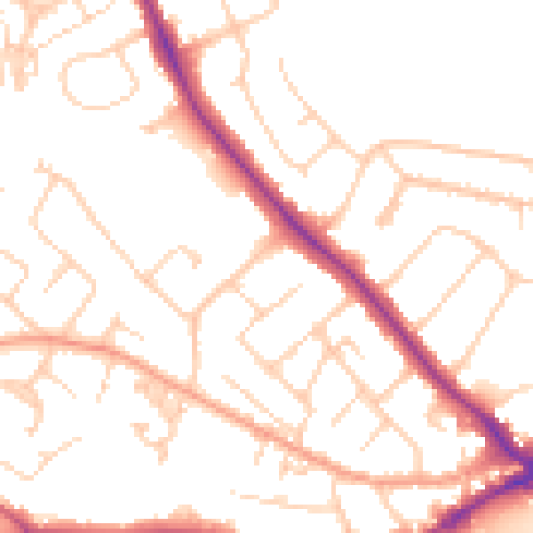 Daytime road noise heatmap for SO40 3LH
