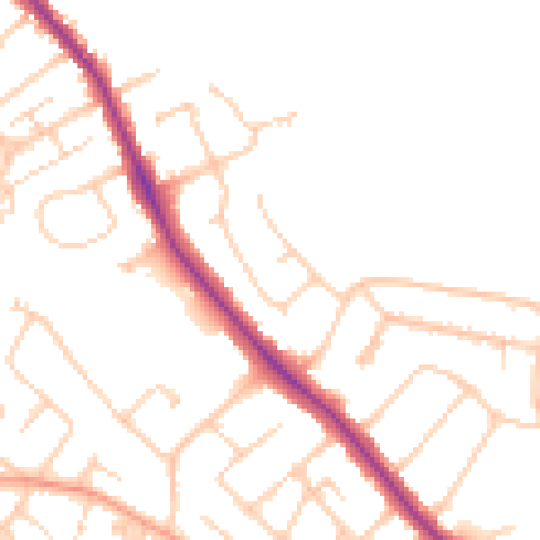 Daytime road noise heatmap for SO40 3NE