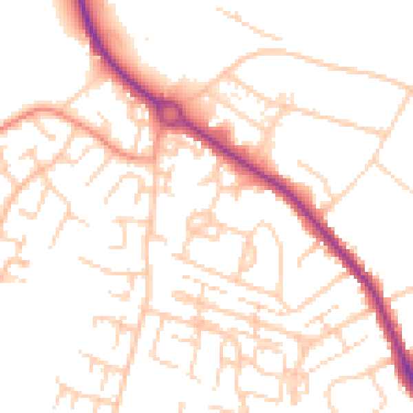 Daytime road noise heatmap for SO40 3NL