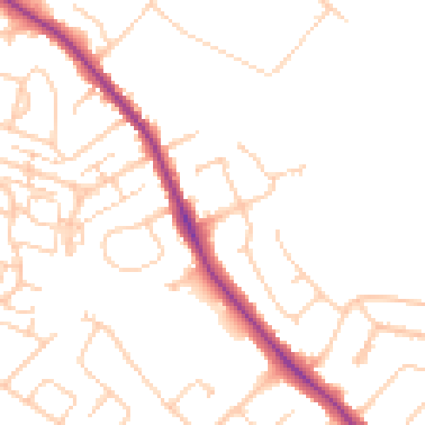 Daytime road noise heatmap for SO40 3NW