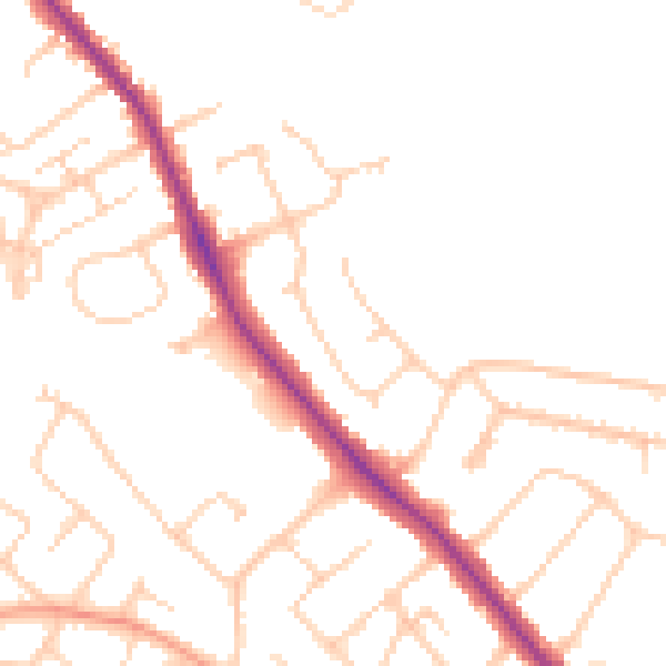 Daytime road noise heatmap for SO40 3PB