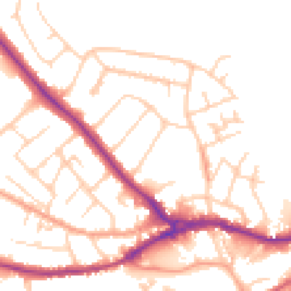Daytime road noise heatmap for SO40 3QA