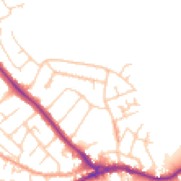 Daytime road noise heatmap for SO40 3QJ