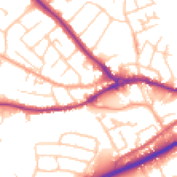 Daytime road noise heatmap for SO40 3RE