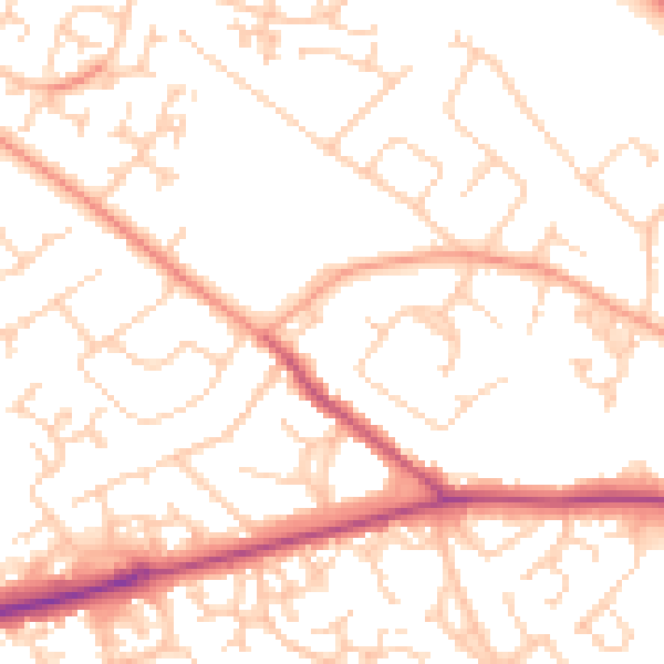 Daytime road noise heatmap for SO40 3SJ