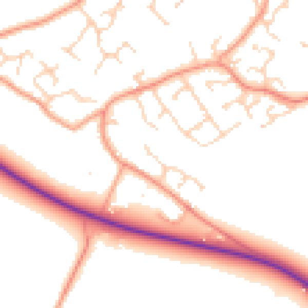 Daytime road noise heatmap for SO40 4JX