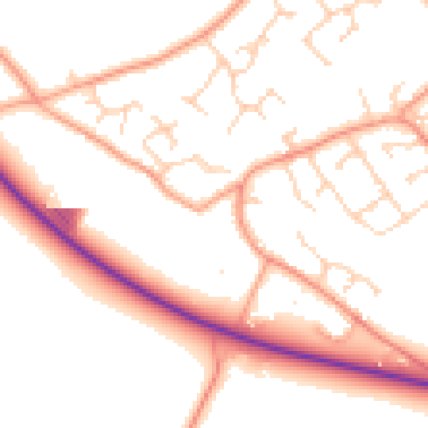Daytime road noise heatmap for SO40 4TU