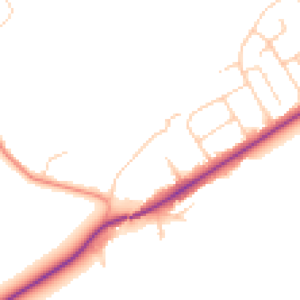Daytime road noise heatmap for SO40 7AB