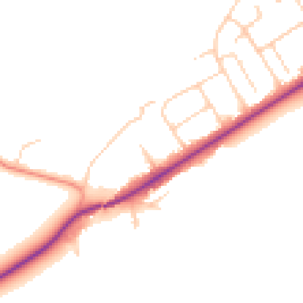 Daytime road noise heatmap for SO40 7AT