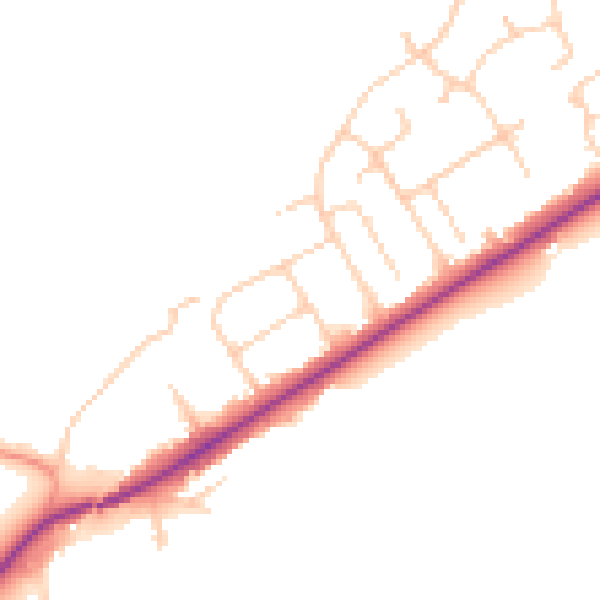 Daytime road noise heatmap for SO40 7AY
