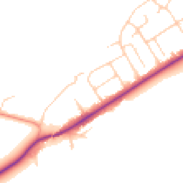 Daytime road noise heatmap for SO40 7BA