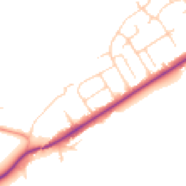 Daytime road noise heatmap for SO40 7BB