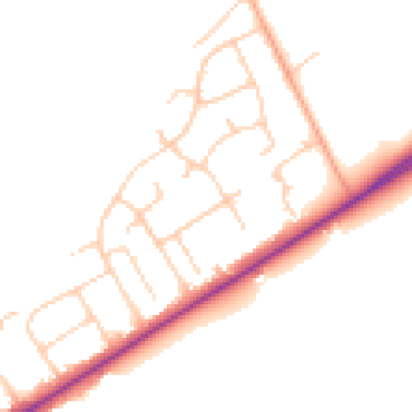 Daytime road noise heatmap for SO40 7BL