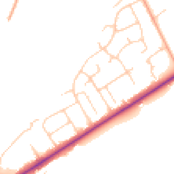 Daytime road noise heatmap for SO40 7BP