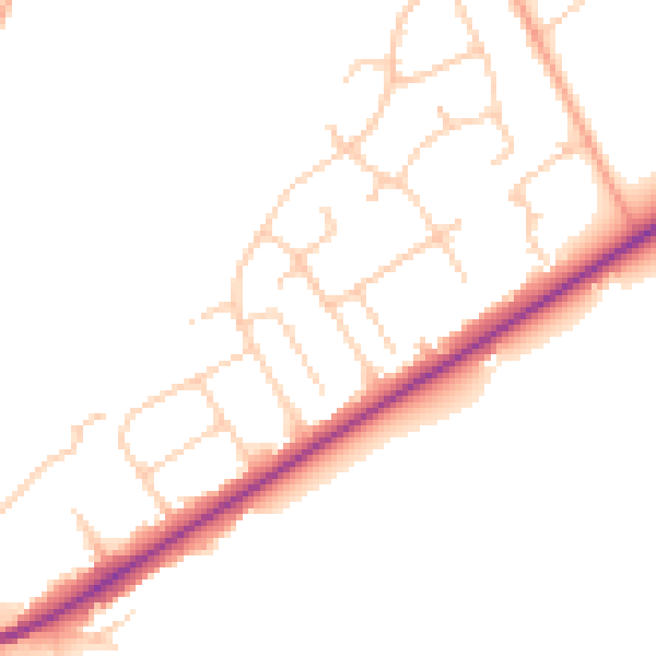 Daytime road noise heatmap for SO40 7BR