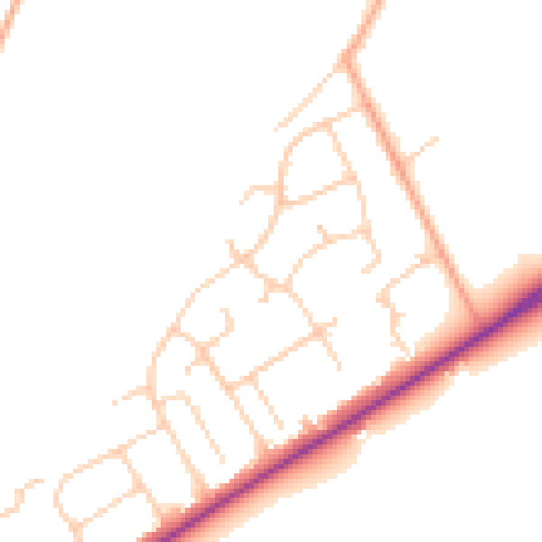 Daytime road noise heatmap for SO40 7BZ