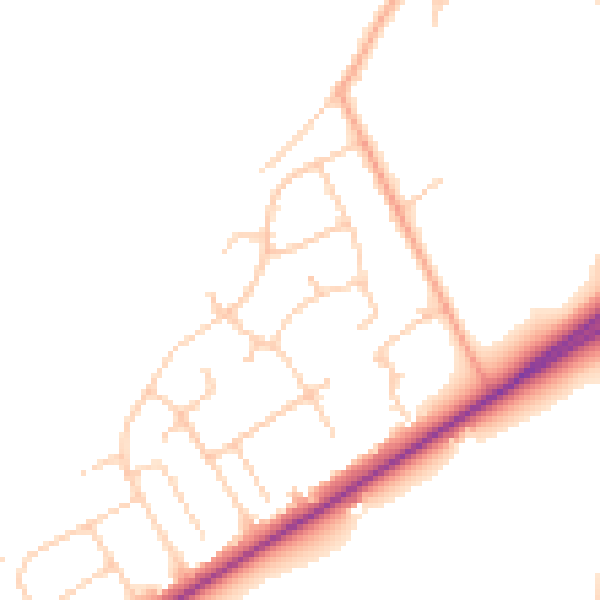 Daytime road noise heatmap for SO40 7DB