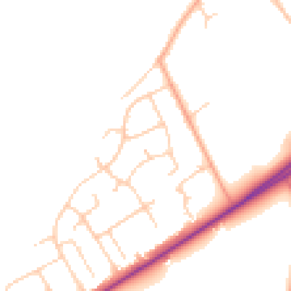 Daytime road noise heatmap for SO40 7DD