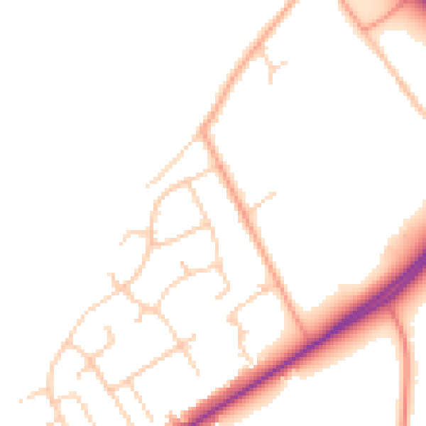 Daytime road noise heatmap for SO40 7DH