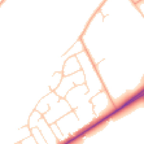 Daytime road noise heatmap for SO40 7DL