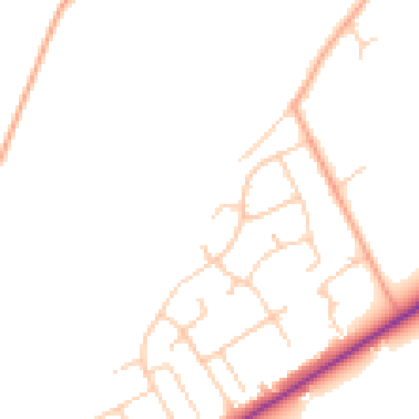 Daytime road noise heatmap for SO40 7DQ