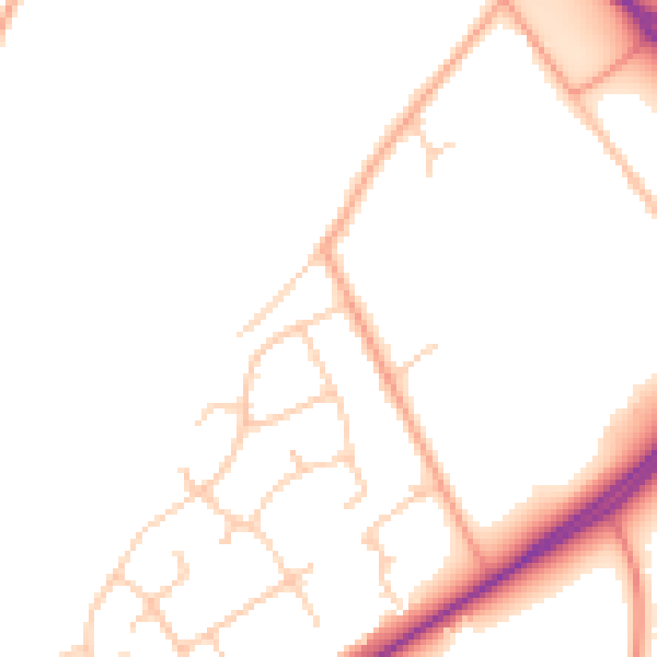 Daytime road noise heatmap for SO40 7DT