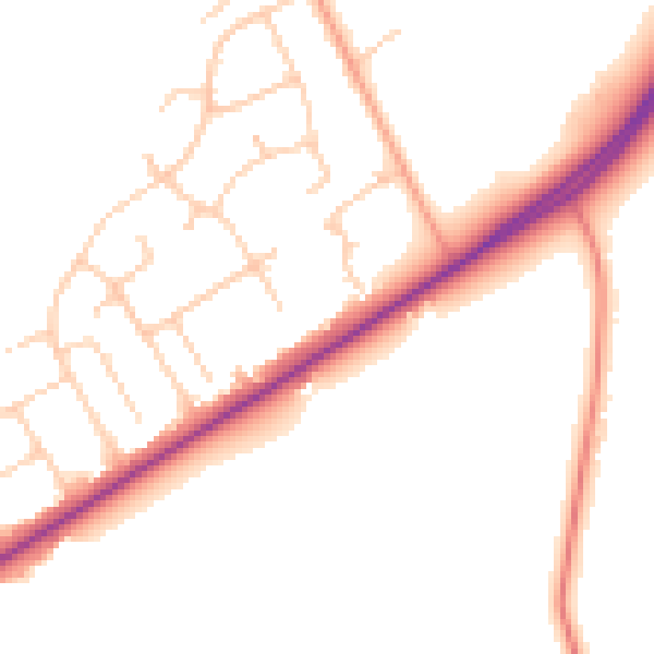 Daytime road noise heatmap for SO40 7DU