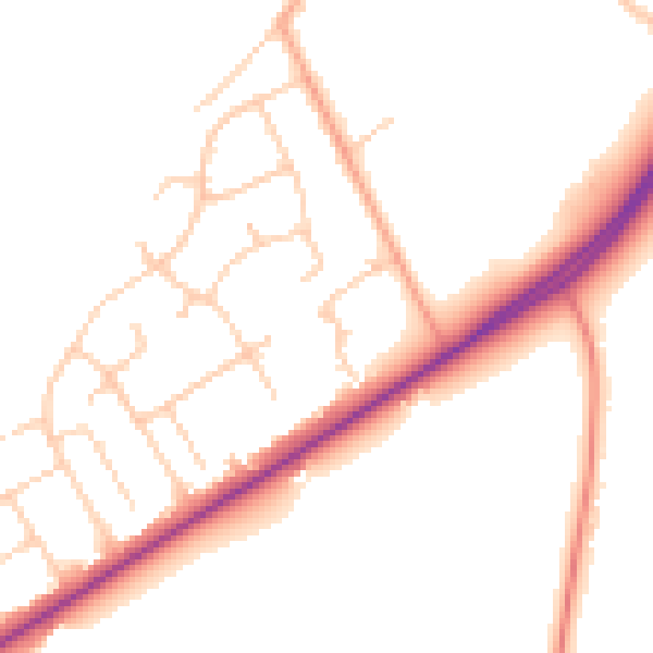 Daytime road noise heatmap for SO40 7DW