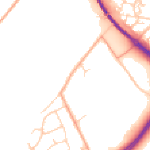 Daytime road noise heatmap for SO40 7ED