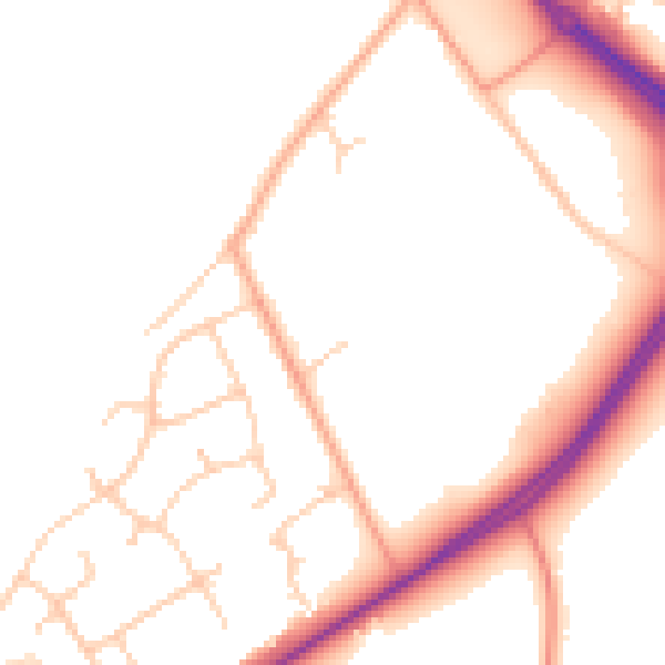 Daytime road noise heatmap for SO40 7EE