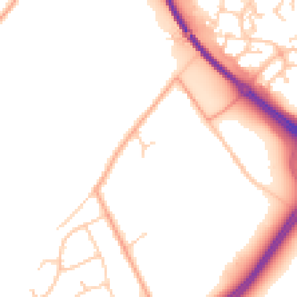 Daytime road noise heatmap for SO40 7ET