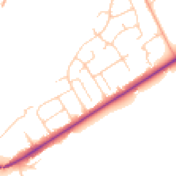 Daytime road noise heatmap for SO40 7FE