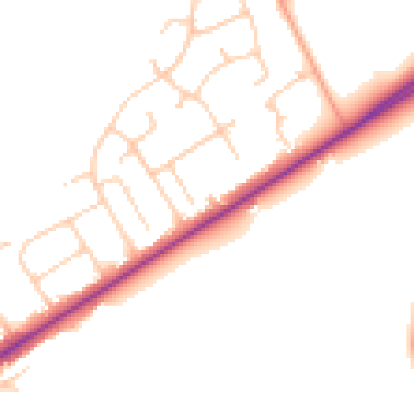 Daytime road noise heatmap for SO40 7FF