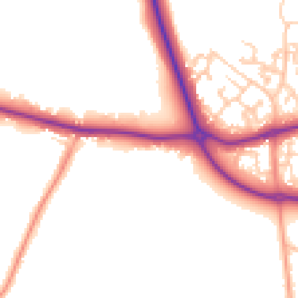 Daytime road noise heatmap for SO40 7GX
