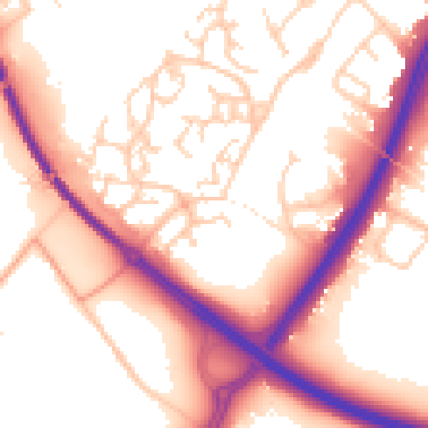 Daytime road noise heatmap for SO40 7JH